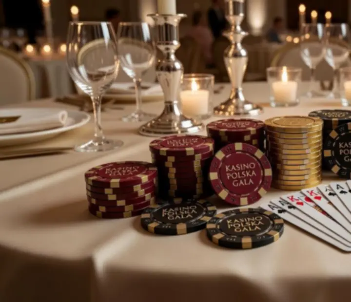 Scenografia eventowa w stylu kasynowym z eleganckimi dekoracjami