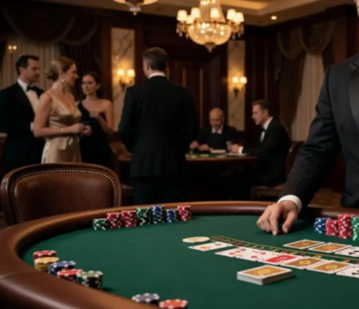 Ekskluzywny stół pokerowy podczas eleganckiego wieczoru