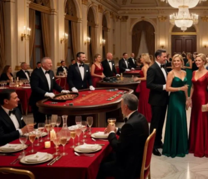 Luksusowy wieczór galowy w Warszawie z chandelierami i stołami rozrywkowymi