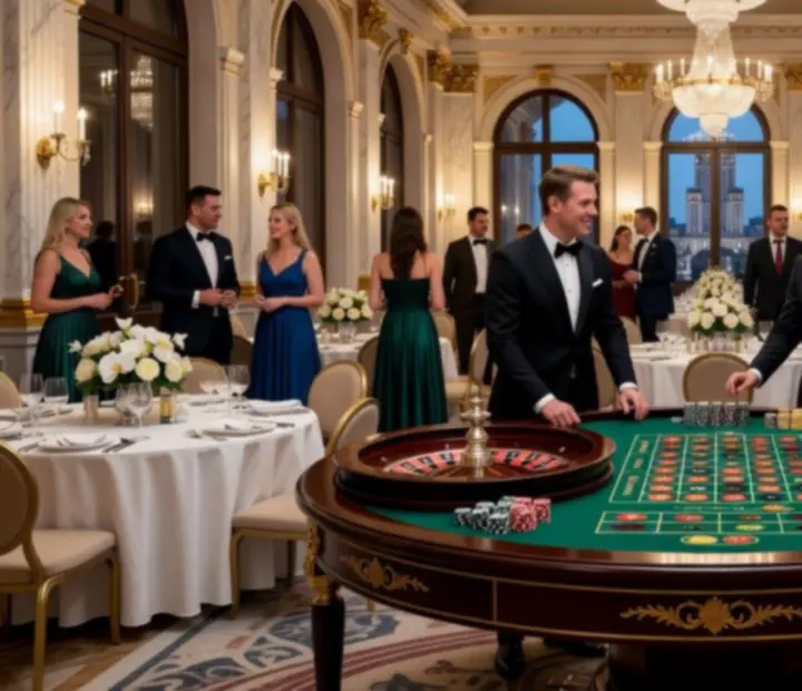 Stół ruletki podczas eleganckiej gali firmowej